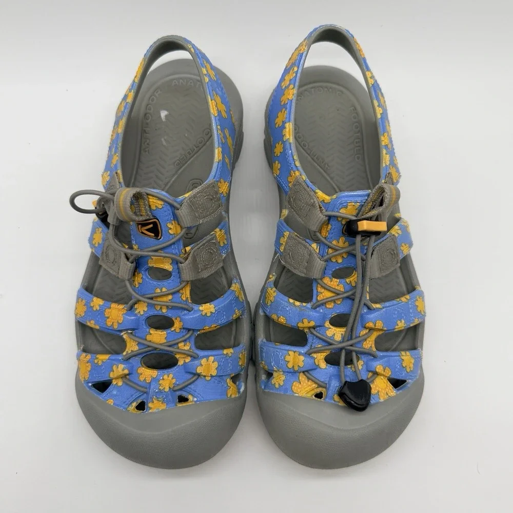 Keen Sandals Kids Sz 6 Blue Yellow Flowers Sunsport Water Shoes